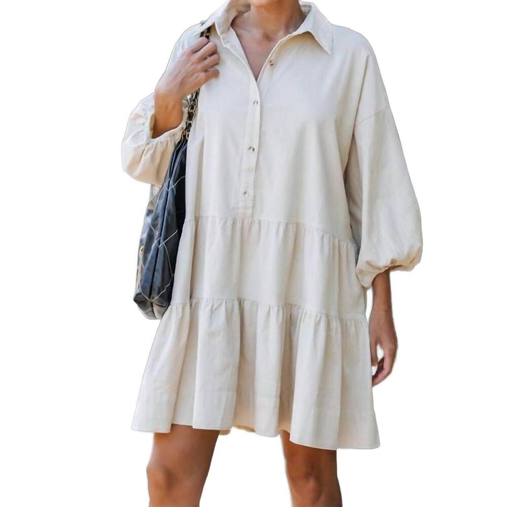 NEW LAVENDER J corduroy ovesized dress in beige